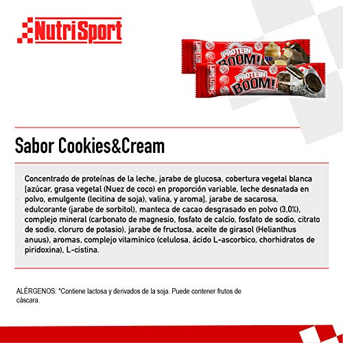 Nutrisport – Barritas Proteicas para Deportistas, Sabor Cookies & Cream, Caja de 24 Barritas, 24x49 gr