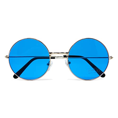 Oblique Unique® Gafas de sol estilo hippie John Lennon, estilo retro, para fiestas de los años 60 y 70, accesorio para carnaval, hombre y mujer (azul)