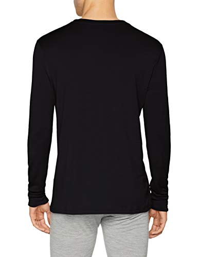 Odlo Suw Top Crew Neck L/S Natural 100% Merin Camiseta, Hombre, Black - Black, XL