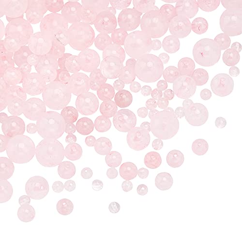 OLYCRAFT 239 Uds Cuentas de Cuarzo Rosa Natural Cuentas de Cristal Rosa, 4 mm, 6 mm, 8 mm, 10 mm, Cuentas de Jaspe Natural, Piedra de energía Suelta Redonda para Hacer Joyas
