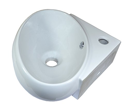 Omeere - Lavabo de cerámica para esquina, color blanco, 39 x 37,5 / Lavabo de cerámica, montaje en pared, pieza ovalada, semicircular de baño