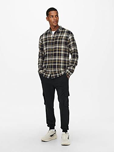 Only & Sons Onssimon Life LS Checked Flannel Shirt Camiseta, Azul Marino, S para Hombre
