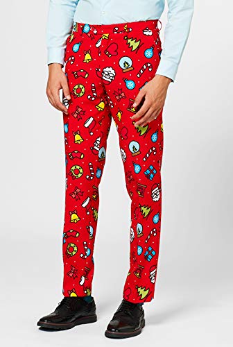 OppoSuits Divertidos feos de Navidad para Hombre – el Rudolph – Traje Completo: Chaqueta, Pantalones y Corbata, Dapper Decorator, 42