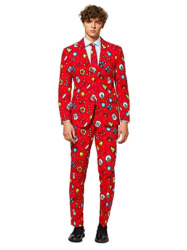 OppoSuits Divertidos feos de Navidad para Hombre – el Rudolph – Traje Completo: Chaqueta, Pantalones y Corbata, Dapper Decorator, 42