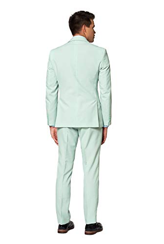 OppoSuits - Trajes de despedida de soltero de color sólido para hombres - Traje completo: incluye chaqueta, pantalones y corbata Turquesa Menta mágica 48