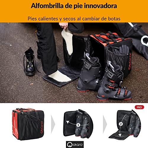 Otaro ® Premium Bolsa para Botas de esquí con Compartimento para Casco (Pro: Rojo/Negro)