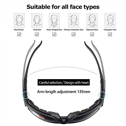 OULIQI Gafas de Sol deportivas polarizadas Gafas de sol a prueba de polvo a prueba de viento antireflejo antiniebla Gafas de Ciclismo para Hombres y Mujeres (Negro-1)