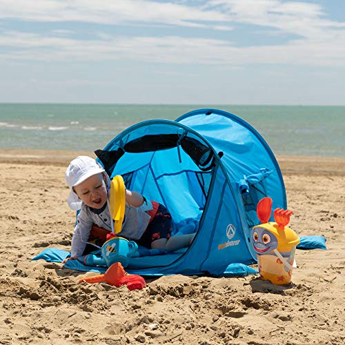 outdoorer Tienda de Playa para niños y Travel cot Zack Premium Baby, UV 80, de instalación instantánea, con 3 Ventanas