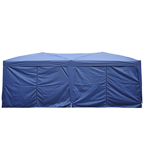 Outsunny Carpa 6x3 m Plegable en Acordeon 4 Paneles Laterales 2 Cortinas +Bolsa Transporte Azul