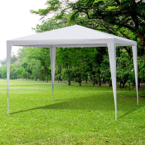 Outsunny Carpa Desmontable 3x3x2,45m Pabellón de Jardín de Tubo de Acero Pérgola Apto como Cenador Blanco