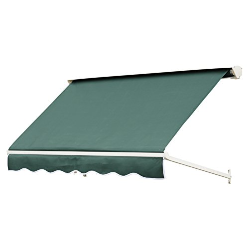 Outsunny Toldo de Ventana Toldo Manual de Aluminio Retráctil para Exterior Toldo de Balcón Ángulo Ajustable Impermeable Tela de Poliéster 180x70cm Verde