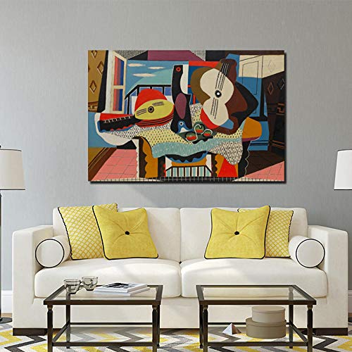 Pablo Picasso Abstract Mandolin And Guitar Canvas Painting Posters And Prints Wall Art Pictures Para La DecoracióN Moderna Del Hogar 90x120cm (36x48in) Sin Marco
