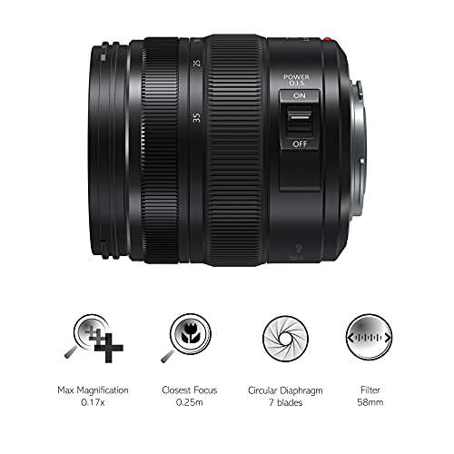 Panasonic LUMIX H-HSA12035 II - Objetivo Zoom estándar para cámaras de montura M4/3 (Focal 12-35 mm, F2.8, tamaño filtro 58 mm, lentes asféricas, resistente agua/polvo, POWER O.I.S), Negro