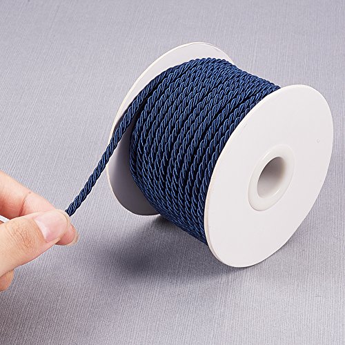 PandaHall Elite - Cuerda trenzada de nailon trenzado para manualidades, manualidades y joyería, azul marino, 20m/roll 3mm
