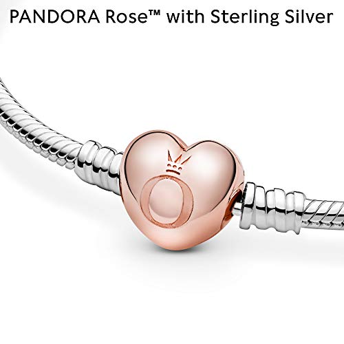 Pandora 580719-17 - Pulsera de plata de ley 925 con cierre Pandora en forma de corazón recubierto de oro rosa de 14 K, para mujer, 17 cm