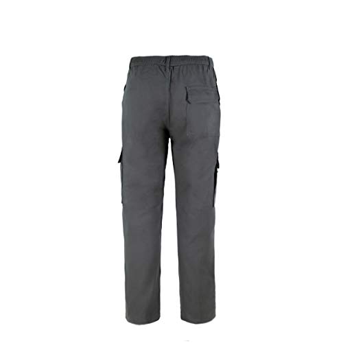 Pantalón de Trabajo para Adulto Blanco/Negro/Gris/Azul Marino Uniforme Laboral (XL, Gris)