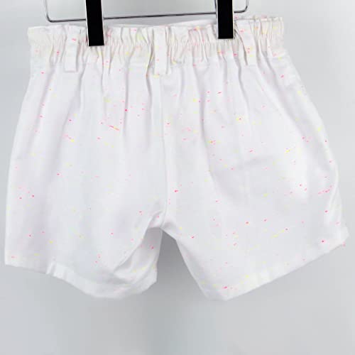 Pantalón Igloo niña. Pantalón Corto de algodón de Color Blanco con motitas Rosas y Amarillas para niñas. Conjunta con el Top Igloo niña.