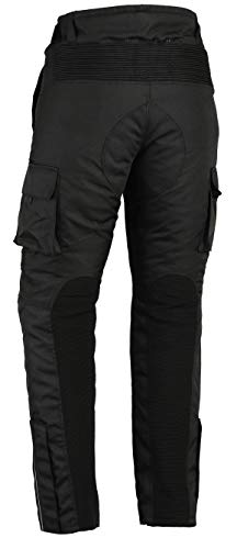 Pantalon Moto imperméable Style Cargo - Cordura/élasthanne - renforts certifés CE-1621-1 - Noir - XL - 36"/91 cm Longeur de Jambe 32"/81 cm