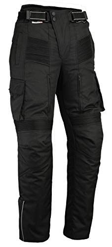 Pantalon Moto imperméable Style Cargo - Cordura/élasthanne - renforts certifés CE-1621-1 - Noir - XL - 36"/91 cm Longeur de Jambe 32"/81 cm