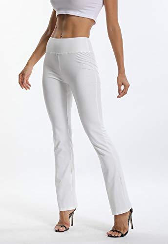 Pantalones De Yoga Sueltos Cintura Alta Mujer Pantalones Largos Deportivos Suaves y Cómodos Blanco Medium