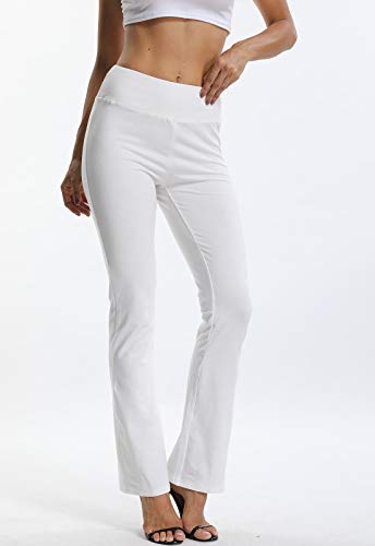 Pantalones De Yoga Sueltos Cintura Alta Mujer Pantalones Largos Deportivos Suaves y Cómodos Blanco Medium