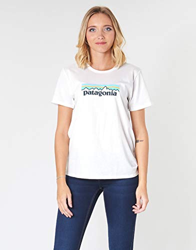 Patagonia W's Pastel P-6 Logo Organic Crew T-Shirt Camiseta, Mujer, White, S