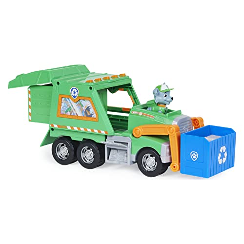 Patrulla Canina - Exclusivo camión de Reciclaje de Rocky con Figura Coleccionable y 3 Herramientas, para niños de 3 años en adelante