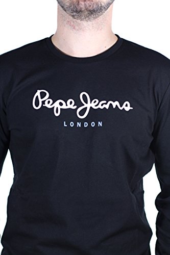 Pepe Jeans Eggo Long Camiseta de Manga Larga, Negro (Black 999), M para Hombre