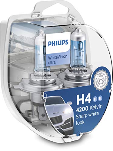 Philips WhiteVision ultra H4 bombilla faros delanteros, 4.200K, paquete doble