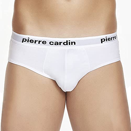 Pierre Cardin 2 calzoncillos para hombre de algodón liso elástico íntimo Underwear Bragas en pack Bipack Ropa interior – Blanco, negro, gris jaspeado y azul Mod. 2PCU102, Color blanco., L