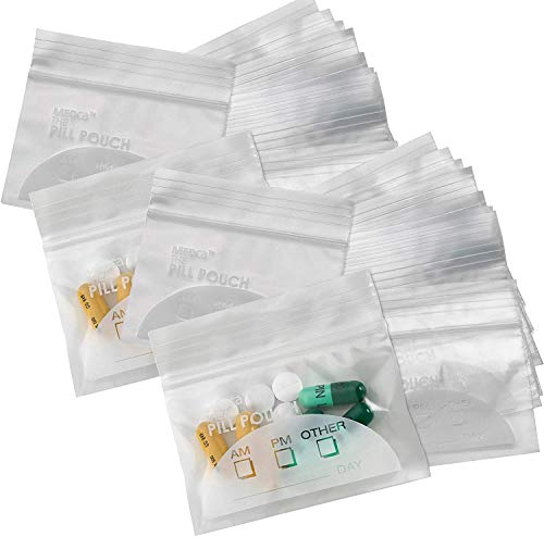 Pill Pouch Bags - (Pack of 400) 3" x 2.75" - BPA Free, Poly Bag Disposable Zipper Pills Baggies, Daily Am PM Travel Medicine Organizer Storage Pouches, Best Clear Reusable with Write-on Labels