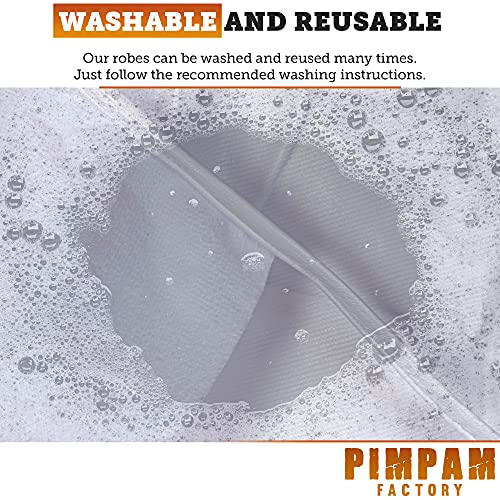 PimPam Factory - Bata Sanitaria Reutilizable | Fabricado en España | Impermeable y Transpirable | Puños Ajustables | Lavable y Reutilizable | Talla Equivalente XL