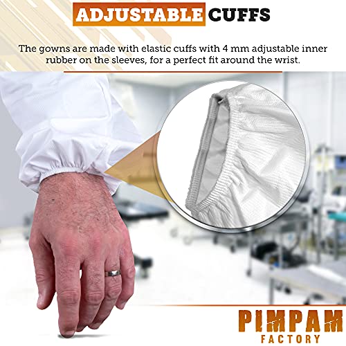PimPam Factory - Pack de 6 Bata Sanitaria Reutilizable | Fabricado en España | Impermeable y Transpirable | Puños Ajustables | Lavable y Reutilizable | Talla Grande, Equivalente XL