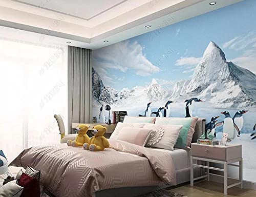 Pingüino antártico día de hielo nieve animal fondo decoración de pared pintura-150 * 105cm