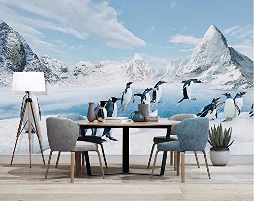 Pingüino antártico hielo y nieve animal fondo decoración de pared pintura-250 * 175cm