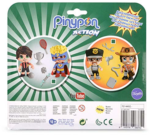 Pinypon Action - Pack de 2 Figuritas Superhéroe y Futbolista (Famosa 700014492) , color/modelo surtido