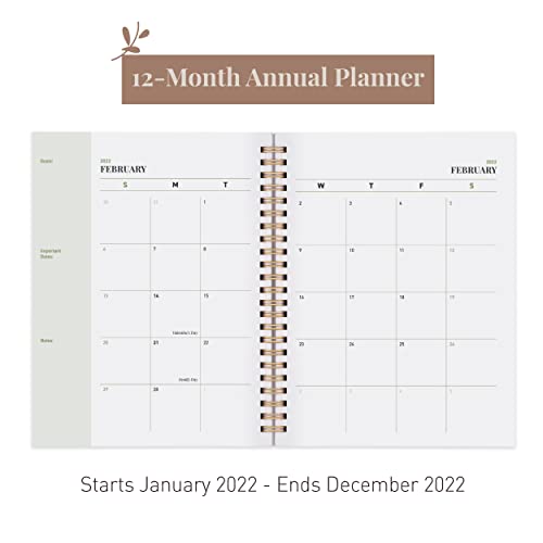 Planificador semanal de Rileys 2022 - Planificador anual semanal y mensual, enero a diciembre de 2022, portada flexible, páginas de notas, encuadernación de doble alambre (15 x 21 cm)