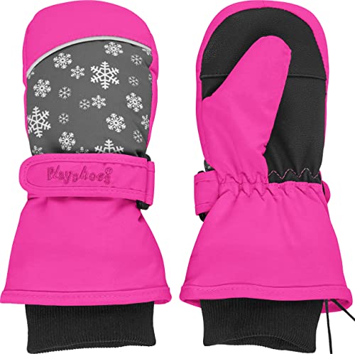 Playshoes Manoplas de invierno Unisex niños, Rosa (Pink Copo de Nieve), 3 (aprox. 4-6 años)