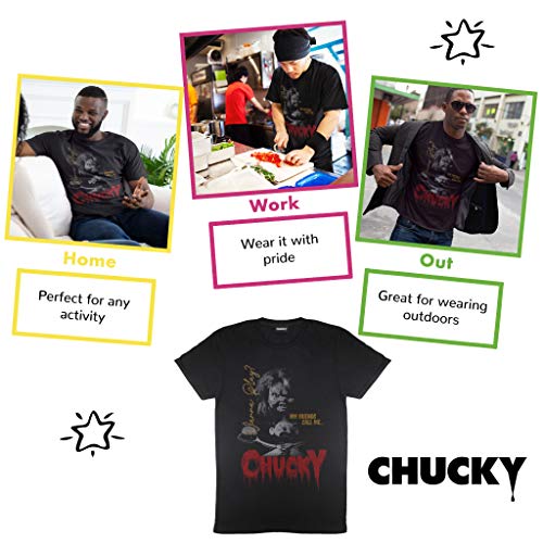 Popgear Child'S Play ¿Quieres Jugar al Chucky Camiseta para Hombre Negro L