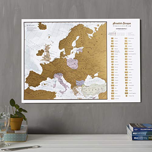Póster del Mapa Mundi de Rascar + REGALADO: Un Mapa Rascable de Europa | Diseñando Mapas para 50 años | Maps International - Detalles Cartográficos