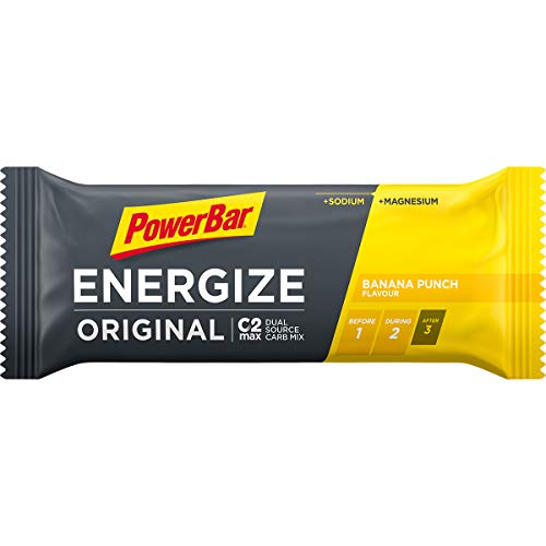 PowerBar Energize Original Banana Punch 25x55g - Barra de alta Energía de Carbono + C2MAX Magnesio y Sodio