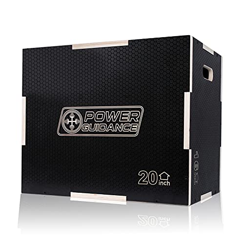 POWERGUIDANCE Caja pliométrica de Madera 3 en 1 - Ideal para Entrenamiento Cruzado -Plyo Caja de Madera, Plyo Box (#2-Negro Box60*50 * 40CM)