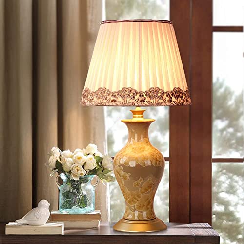 Praee Lámpara de mesa de cerámica AMERICANA Retro grande Sala de estar Lámpara de escritorio de estilo europeo de mediados de noche lámpara de noche lámpara de mesa decorativa regalos de año nuevo for