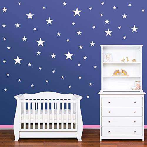 PREMYO 54 Estrellas Pegatinas Pared Infantil - Vinilos Decorativos Habitación Bebé Niños - Fácil de Poner Blanco