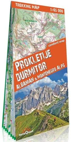 Prokletije, Durmitor. Alpes albaneses y montenegrinos. 1:65.000 mapa excursionista plastificado. Terraquest. (Carte Trekking Terra Quest)
