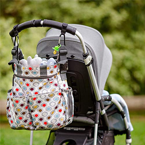 Prolyr Gancho aluminio silla paseo carrito bebé – Pack 2, Cuelga bolsas, bolsos, mochilas, etc, Multiusos, Ajuste universal e Instalación en segundos (Negro).