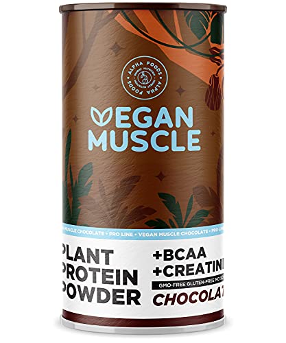 Proteina Vegana Musculos - CHOCOLATE - Proteinas vegetal de semillas germinadas - Enriquecida con BCAA y creatina - 600 g en polvo