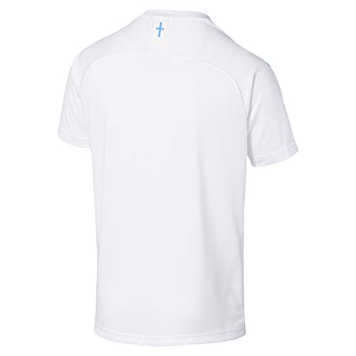 PUMA Om Home Shirt Replica SS with Sponsor Maillot, Hombre, White-Bleu Azur, M