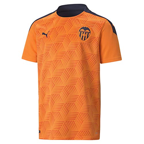 PUMA Valencia CF Temporada 2020/21-Away Shirt Replica Jr Camiseta Segunda Equipación, Niño, Vibrant Orange/Peacoat, 140