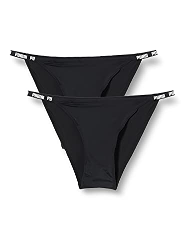PUMA Women's Bikini Underwear (2 Pack) Ropa Interior, Negro, M para Mujer